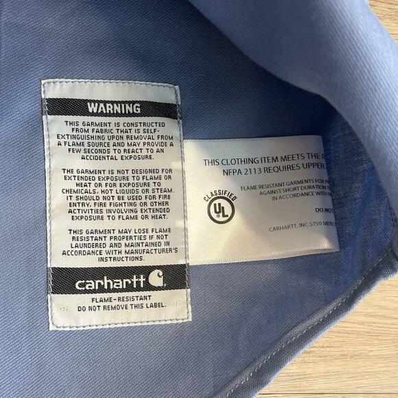 CARHARTT FR Shirt Men's Med Blue Work Wear Button Down Pockets Long Sleeve NWT - Picture 6 of 12